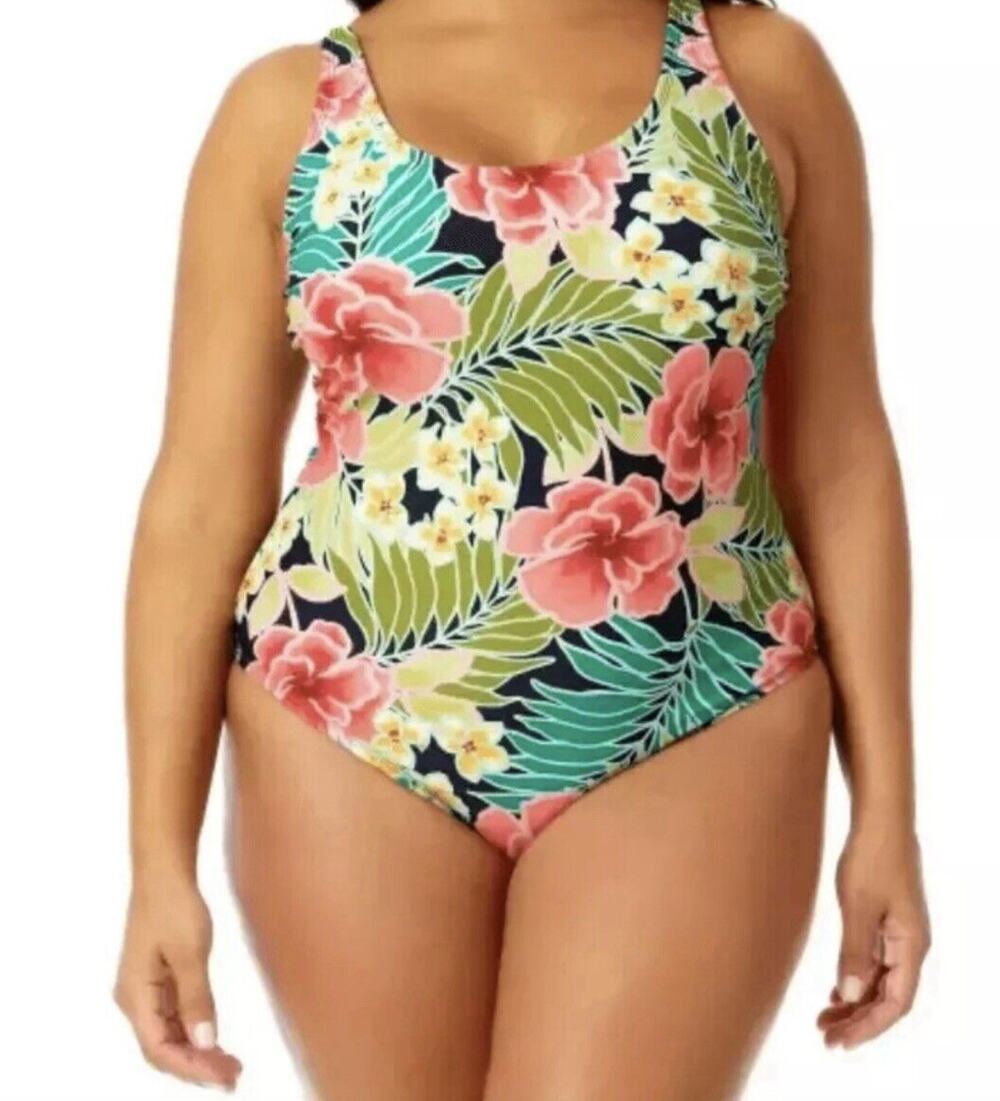 Hurley One Piece Swimsuit XXL 2X 2XL Tropical Pink Poppy Floral Print